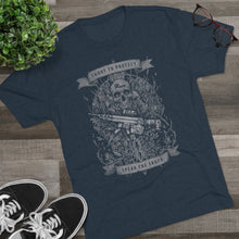 Load image into Gallery viewer, SP MEDIA x SPEAR TALK Shoot to Protect Unisex Tri-Blend Crew Tee
