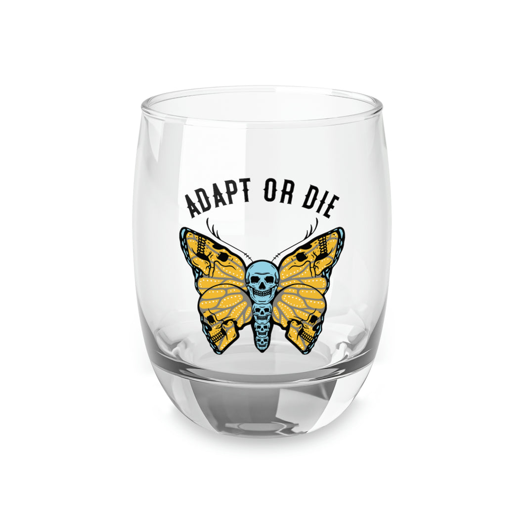 Adapt Or Die Whiskey Glass